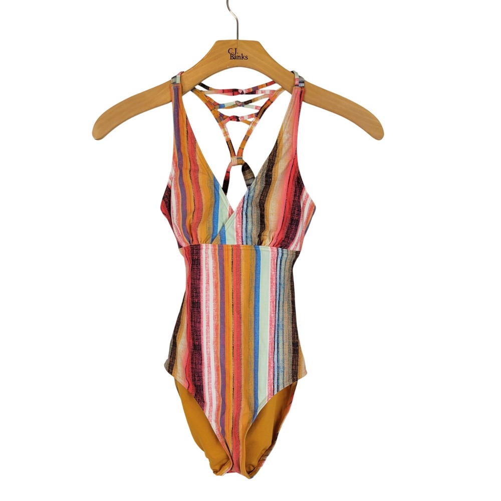 Prana One Piece Swimsuit Summer Wave Striped Size Extra Small